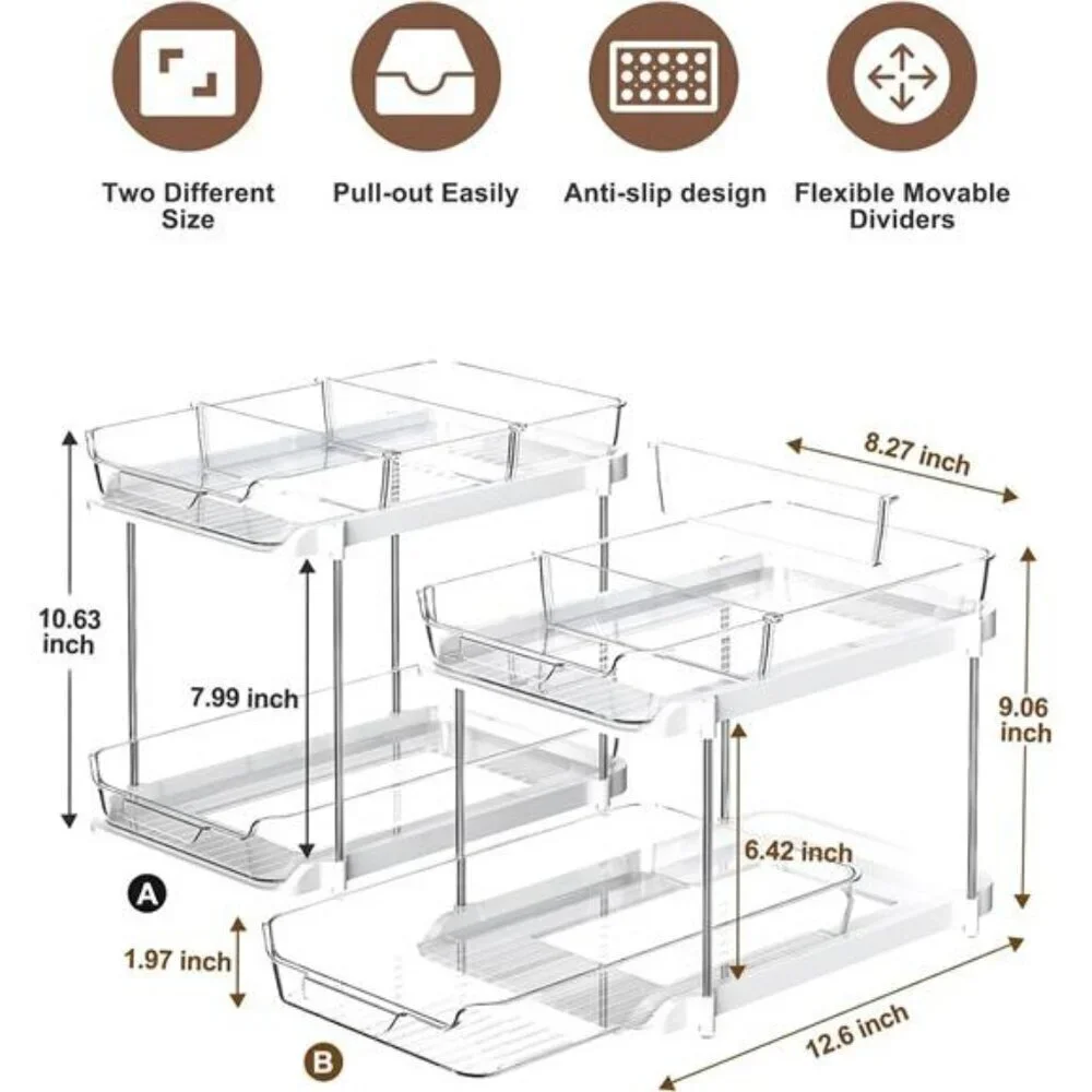 Bathroom Under Sink Organizers and Storage Stackable Kitchen Pantry Organization